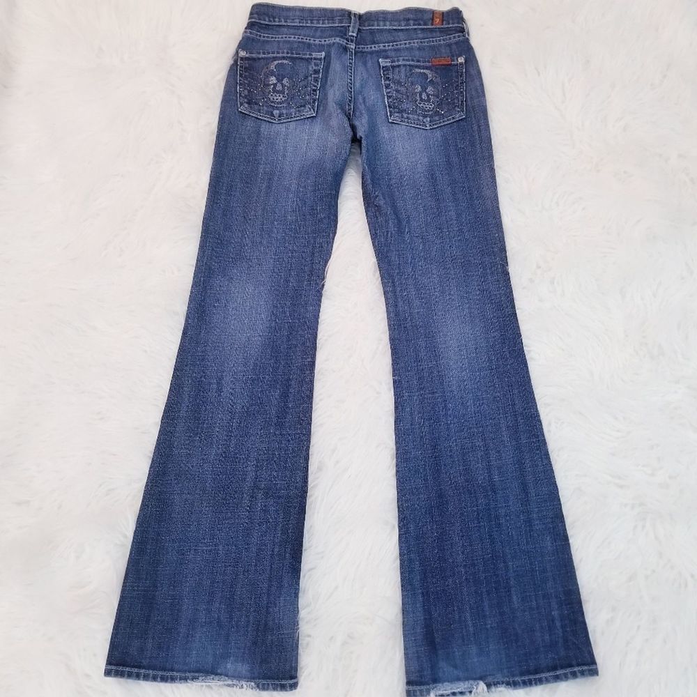7 For All Mankind Skull Embroidered Pocket Jeans - Picture 5 of 8